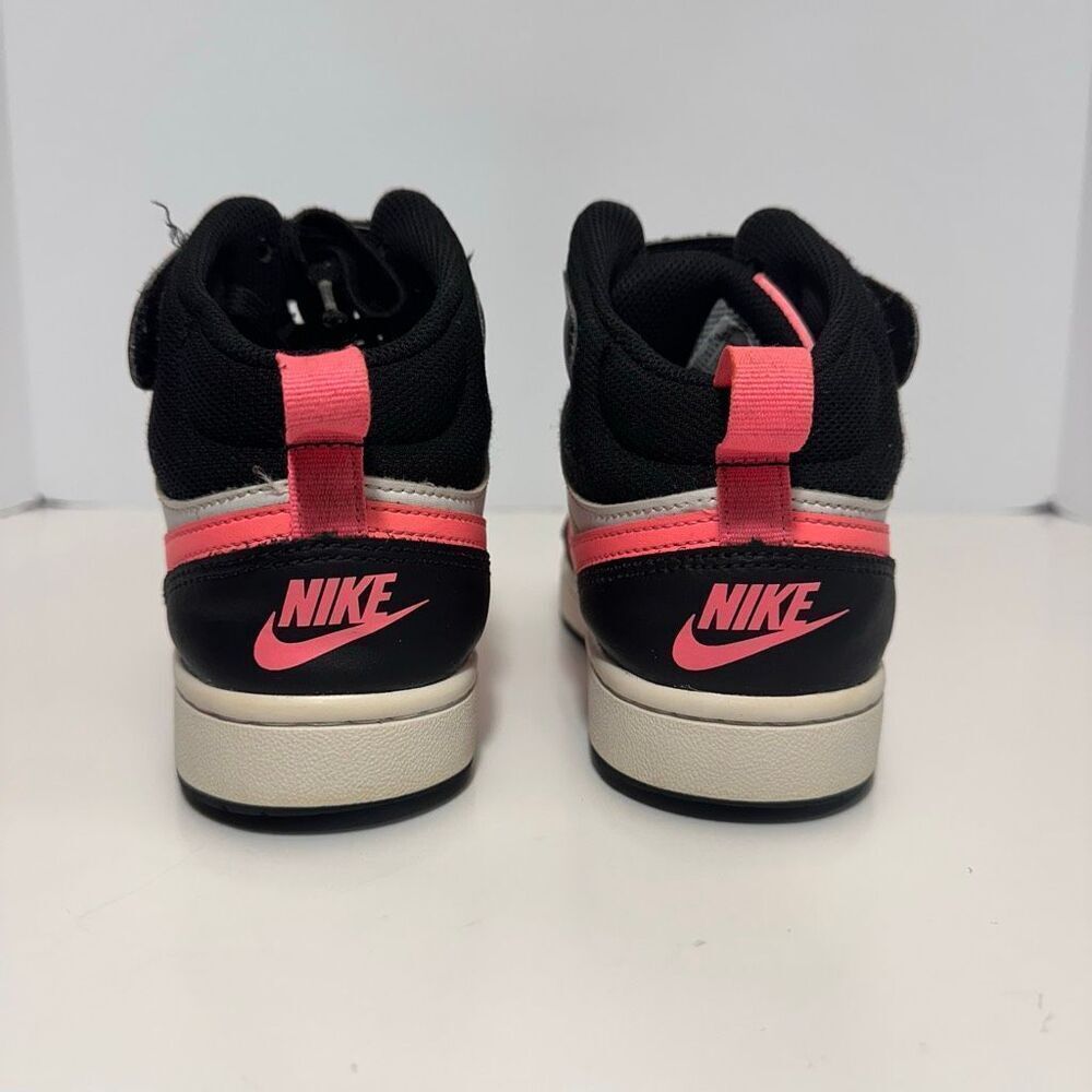 Nike Court Borough Mid 2 Sneakers Black White Pink | Youth Size 4 - Picture 3 of 14